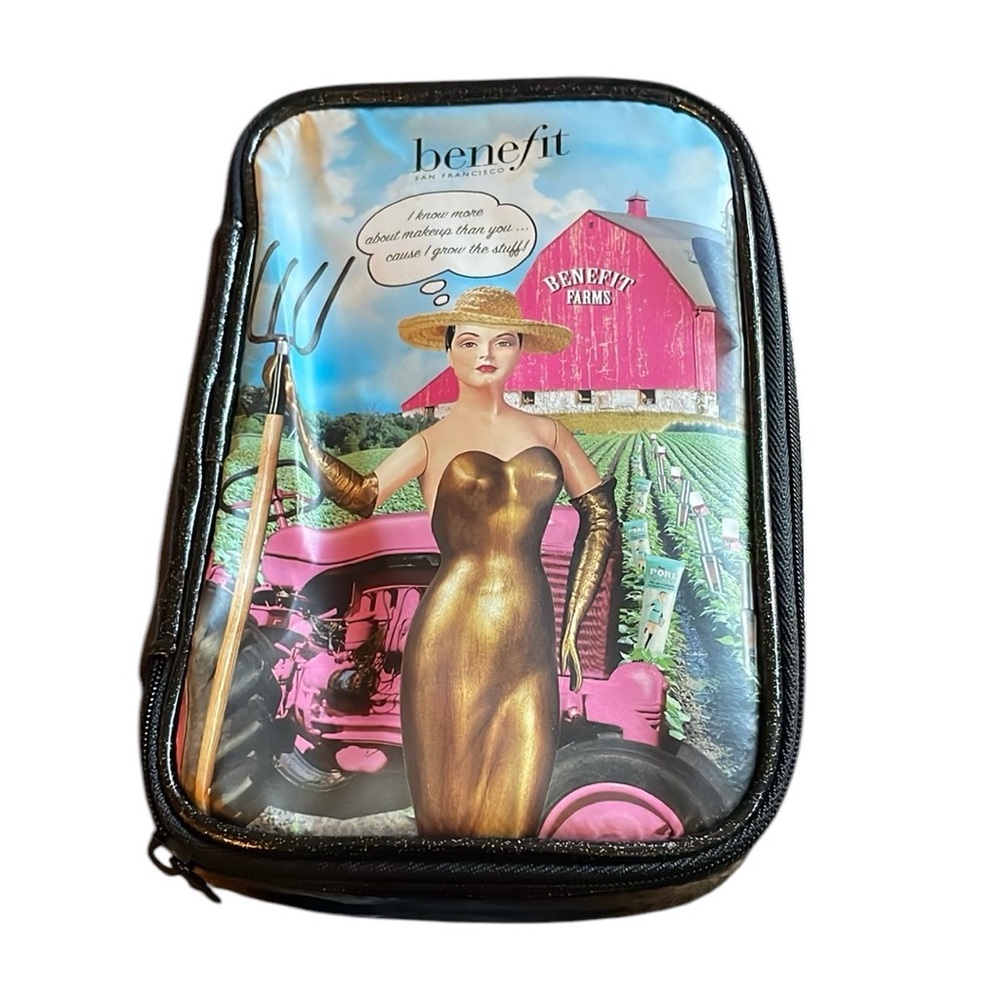 Benefit San Francisco Farms Zipper Bag Phone Cosmetics Makeup Mini Purse Clutch